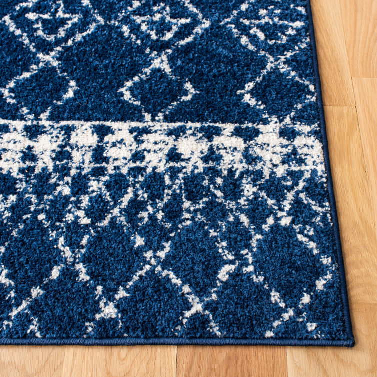 Mistana Looped/Hooked Geometric Navy/White Rug & Reviews Wayfair.co.uk